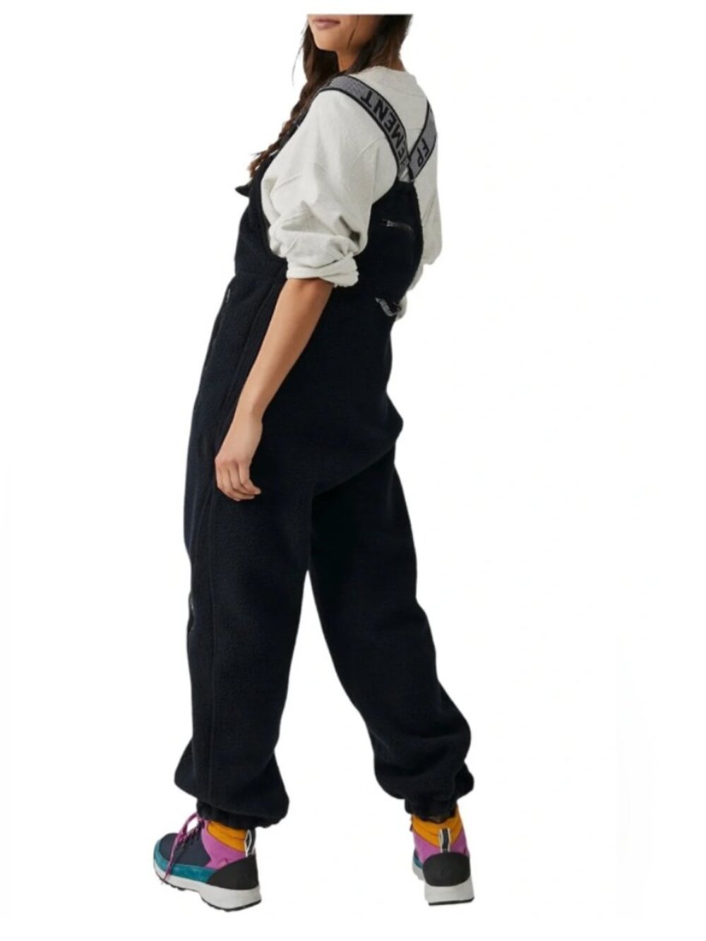 FP Movement by Free People Hit The Slopes Fleece Salopette Overalls (Medium) - Picture 3 of 12